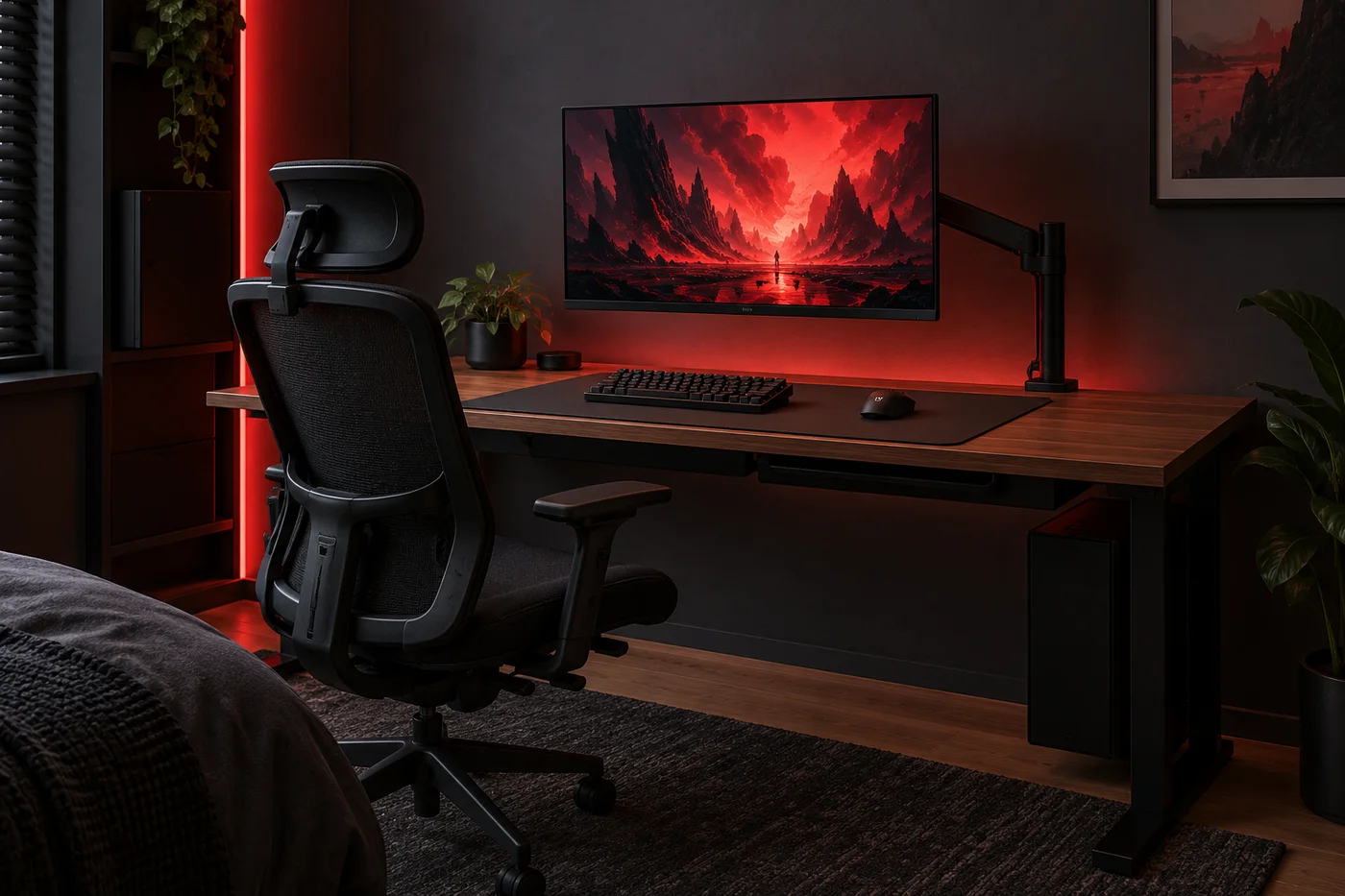 The competitive desk · illustrative setup concept